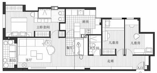 80平2室2卫简约装修效果图