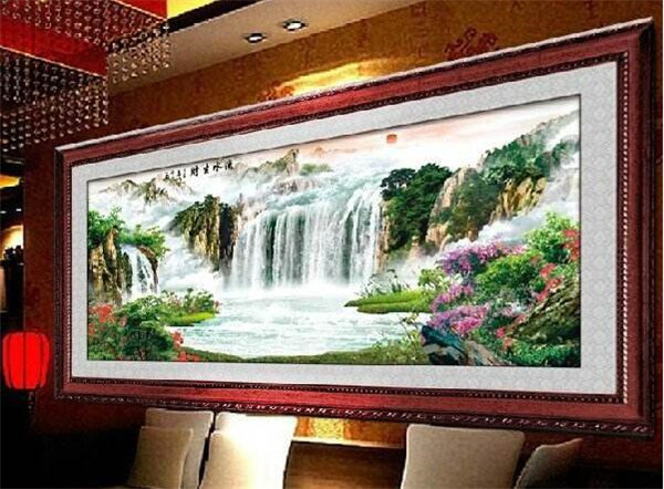 旭日东升十字绣成品