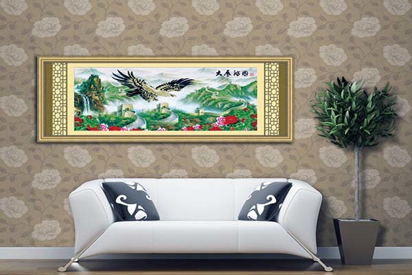 客厅十字绣怎么挂