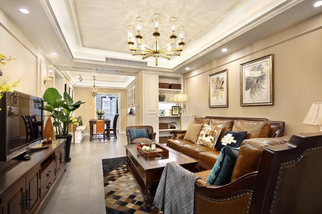 自然清晰美式风格 杭州三居客厅装修效果图