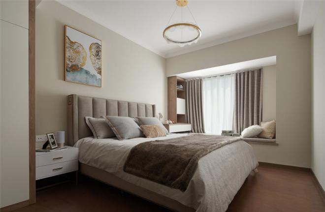89平两居室客厅北欧白色灰色原木色整屋装修效果图