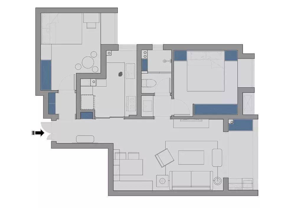 85平的小户型二居室装修效果图 家居设计图