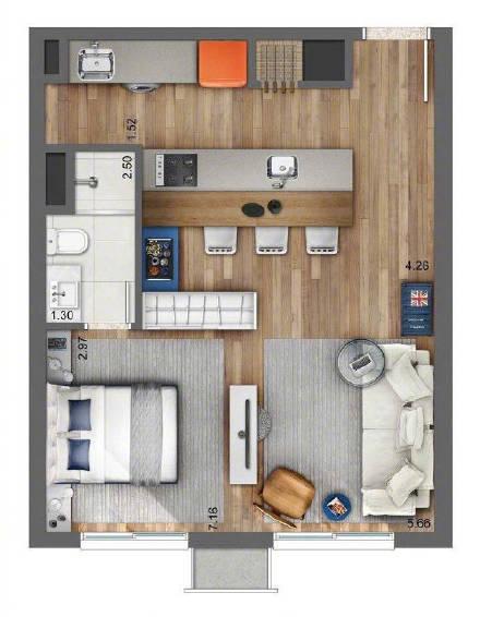 9 款单身公寓设计装修效果图