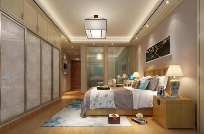 中式三居室卧室装修效果图