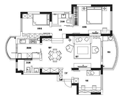 唐山经典美式轻奢风三居室设计效果图