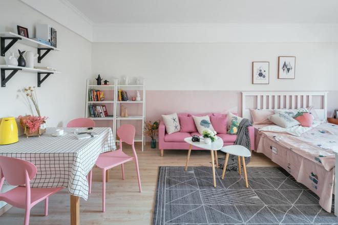 两居室粉色系公寓装修效果图