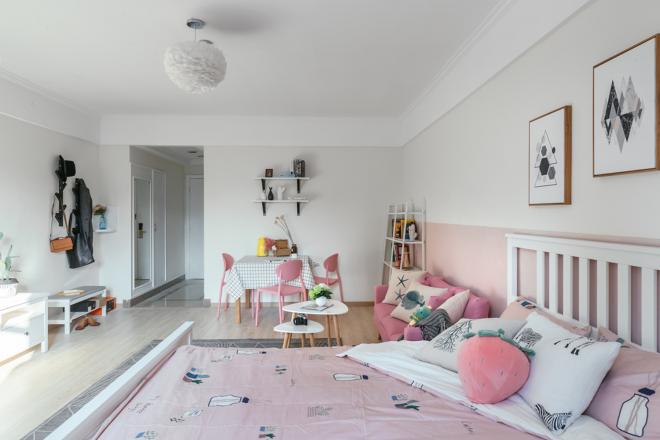 两居室粉色系公寓装修效果图