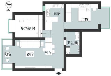 套内65㎡日式简约风二居室装修效果图 家居设计效果图