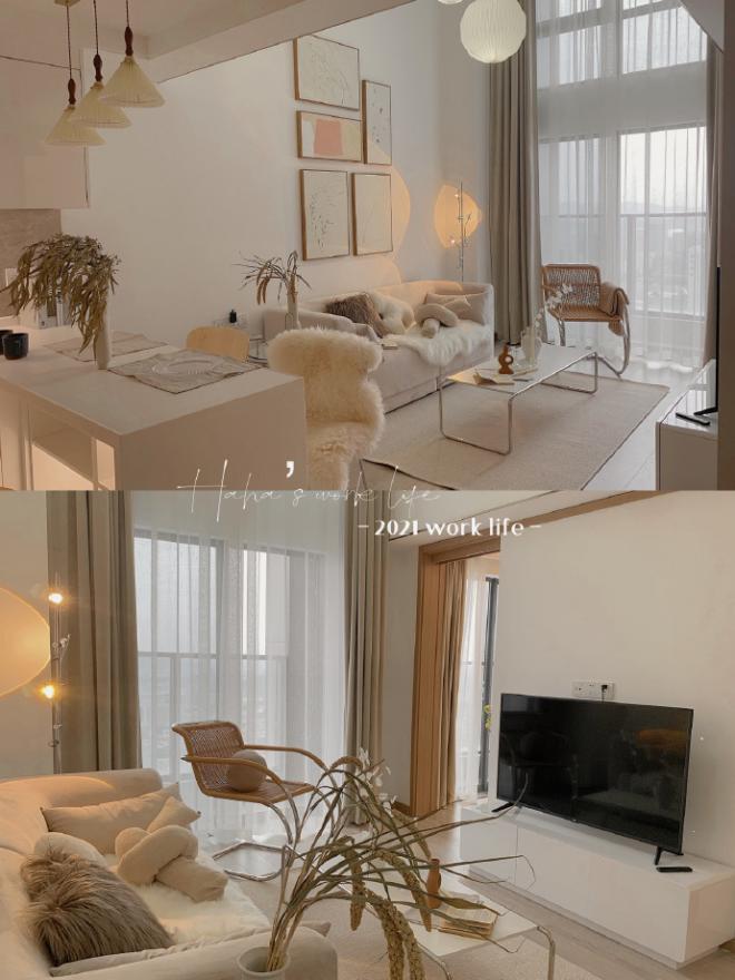 66平米奶油系的Loft公寓设计图 最新室内装修