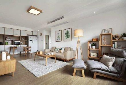 白色墙面搭配原木色的家具