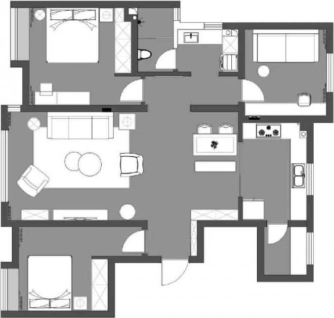 111m²复古小资风情三居 室内外装修效果图